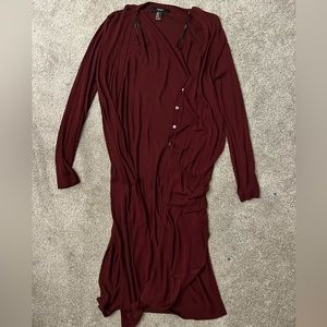 Forever 21 size medium long line maroon cardigan sweater